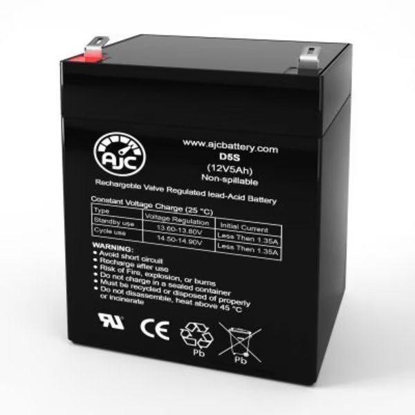 AJC Universal Power Group BU1248W Sealed Lead Acid Replacement Battery 5Ah, 12V, F2, Battery Clerk, Mfr#: AJC-D5S-F2-V-0-191085